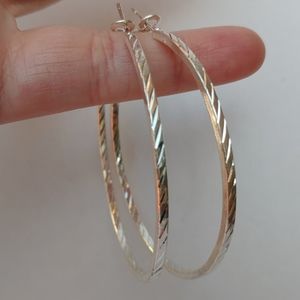 2/$10 or 4/$15 Silver Hoop Earrings Striped